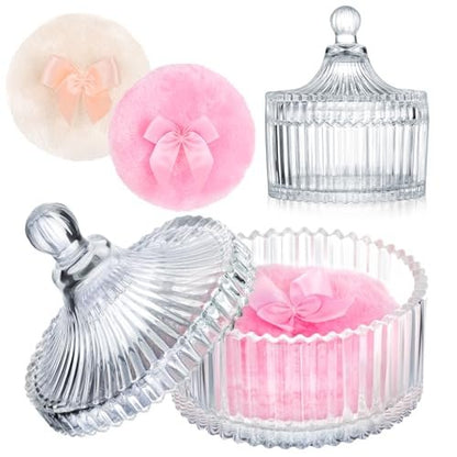 Draupnir 3-Piece Body Powder Puff Set – Large Dusting Powder Puff & Travel Container for Women Avelisse