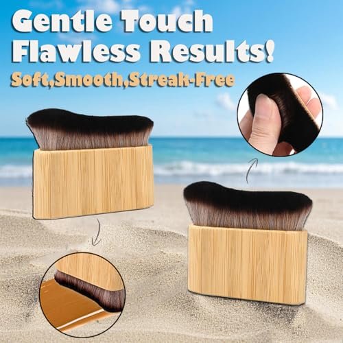 KELILO Self Tanning Mitt and Kabuki Brush 2-in-1 Set – Double-Sided Velvet Glove with Non-Slip Grip and Ergonomic Applicator for Streak-Free Sunless Tan on Body and Face - görsel 5