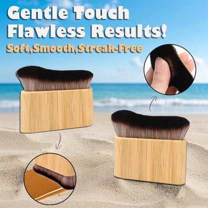 KELILO Self Tanning Mitt and Kabuki Brush 2-in-1 Set – Double-Sided Velvet Glove with Non-Slip Grip and Ergonomic Applicator for Streak-Free Sunless Tan on Body and Face