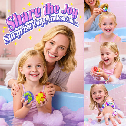 Shell Bath Bombs for Girls – 12 Pack Child-Safe Aromatherapy Bath Bombs with 20 Surprise Toys Inside, 6 Fruity Scents in 2 Gift Boxes (Mermaid & Unicorn Themes) Avelisse