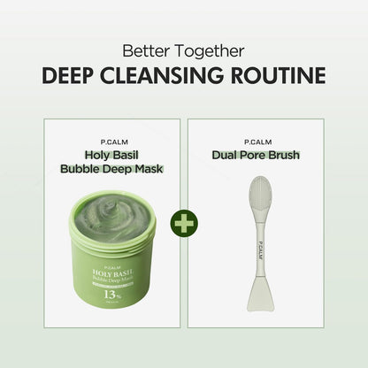 P.CALM Dual Pore Cleansing Brush for Blackheads Removal & Face Scrubber - Gentle Silicone Exfoliation & Deep Pore Cleaning Massager (Pale Green)