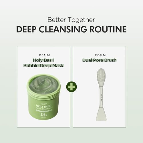 P.CALM Dual Pore Cleansing Brush for Blackheads Removal & Face Scrubber - Gentle Silicone Exfoliation & Deep Pore Cleaning Massager (Pale Green) - görsel 8