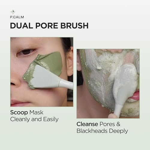 P.CALM Dual Pore Cleansing Brush for Blackheads Removal & Face Scrubber - Gentle Silicone Exfoliation & Deep Pore Cleaning Massager (Pale Green) - görsel 6