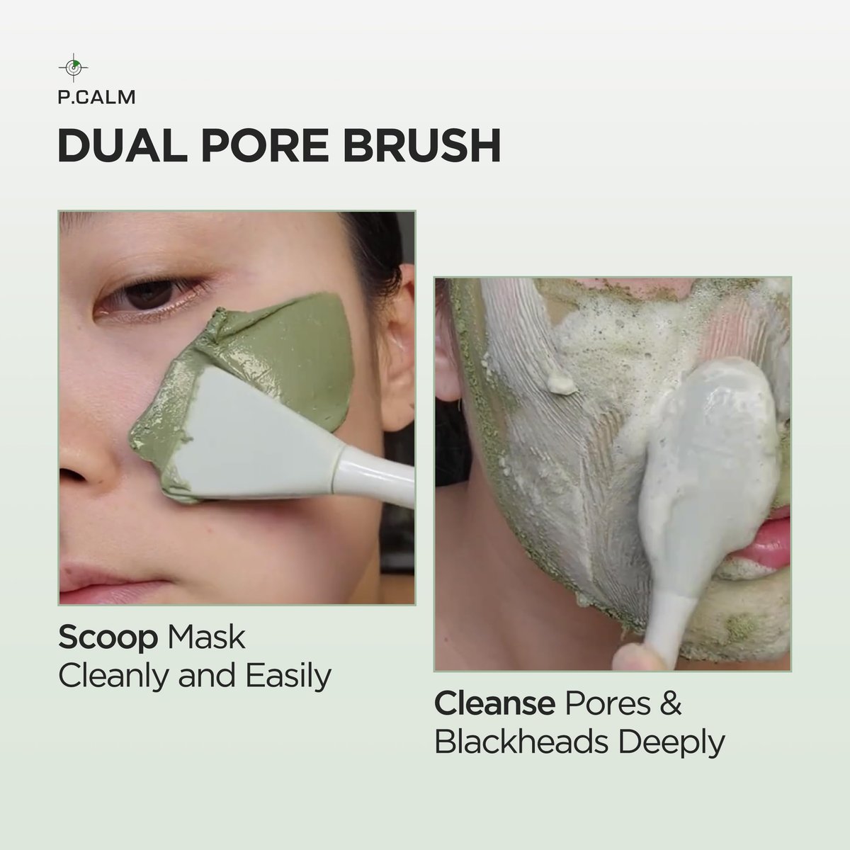 P.CALM Dual Pore Cleansing Brush for Blackheads Removal & Face Scrubber - Gentle Silicone Exfoliation & Deep Pore Cleaning Massager (Pale Green) - görsel 5