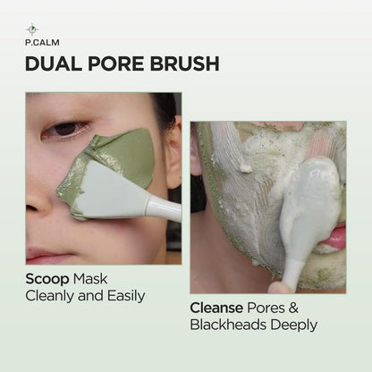 P.CALM Dual Pore Cleansing Brush for Blackheads Removal & Face Scrubber - Gentle Silicone Exfoliation & Deep Pore Cleaning Massager (Pale Green)