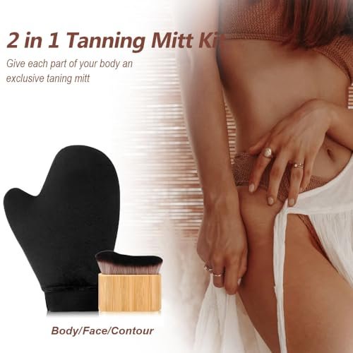 2 in 1 Tanning Mitts & Brush Set – EVYTTA Self Tanner Applicator Kit for Flawless Sunless Tanning on Face & Body - görsel 12