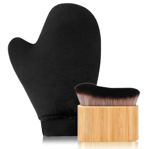 2 in 1 Tanning Mitts & Brush Set – EVYTTA Self Tanner Applicator Kit for Flawless Sunless Tanning on Face & Body - görsel 2