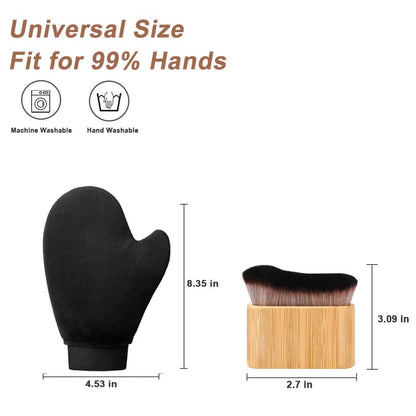 3-in-1 Self Tanning Mitts Set – Applicator Mitt, Tanning Brush & Back Applicator for Flawless Sunless Tan Avelisse