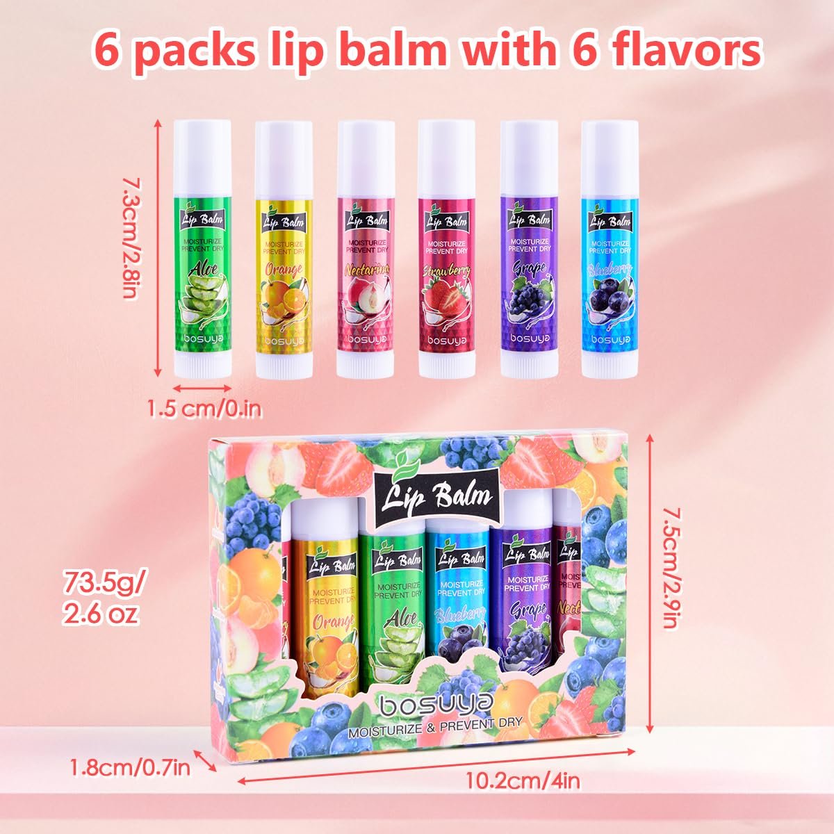 Fruit Flavor Lip Balm 6-Pack – Natural All-Day Moisturizer with Vitamin E & Coconut Oil for Chapped Lips - görsel 15