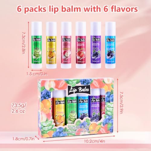 Fruit Flavor Lip Balm 6-Pack – Natural All-Day Moisturizer with Vitamin E & Coconut Oil for Chapped Lips - görsel 16