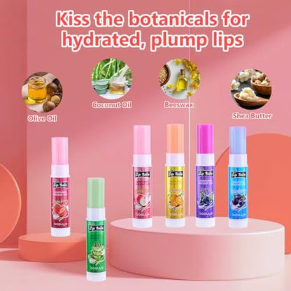 Fruit Flavor Lip Balm 6-Pack – Natural All-Day Moisturizer with Vitamin E & Coconut Oil for Chapped Lips