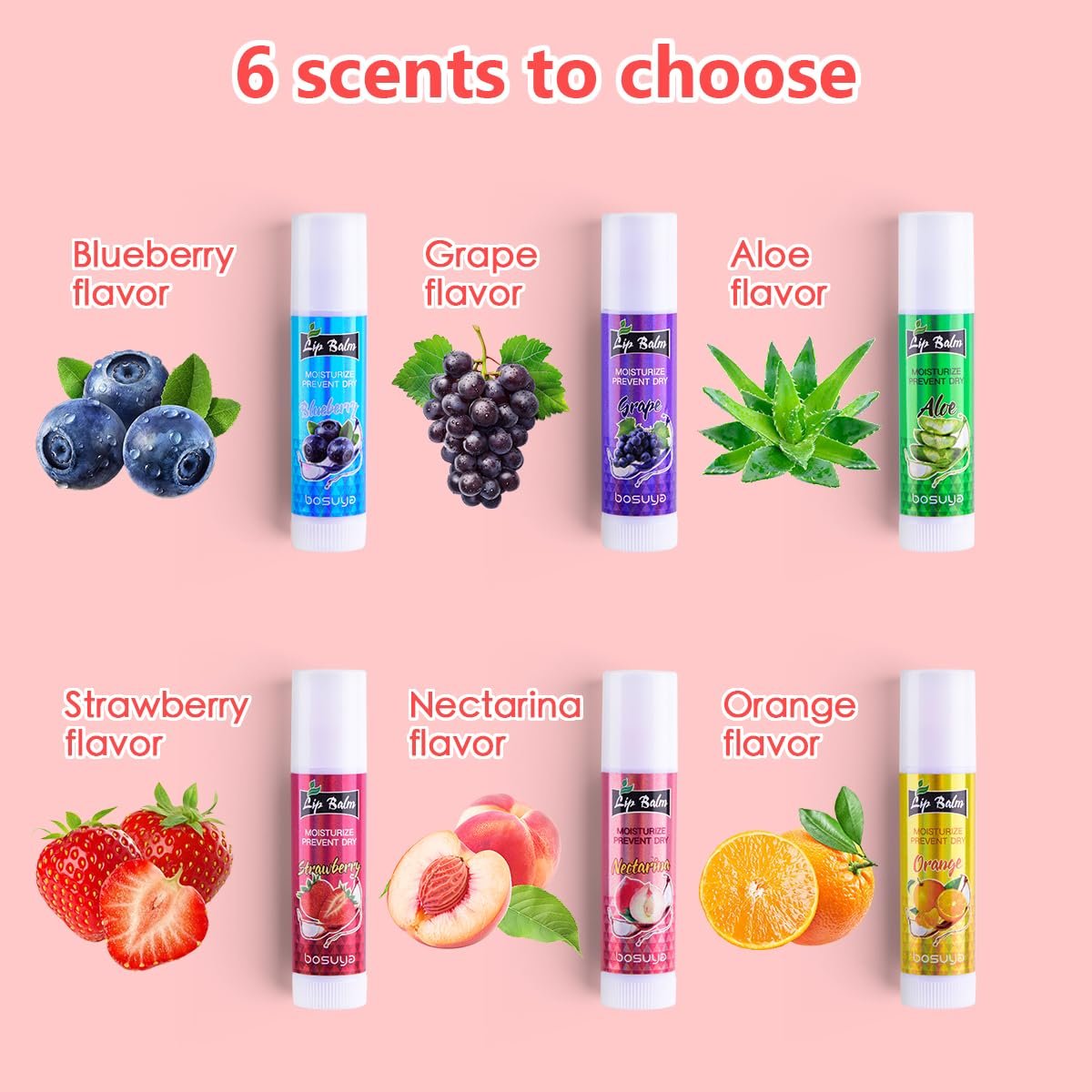 Fruit Flavor Lip Balm 6-Pack – Natural All-Day Moisturizer with Vitamin E & Coconut Oil for Chapped Lips - görsel 5