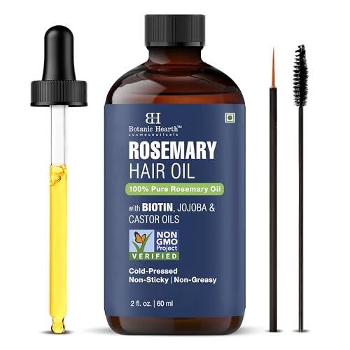 Botanic Hearth 100% Pure Rosemary Oil for Hair Growth - Infused with Biotin, Jojoba & Castor Oil - Hair Tonic for Dry Damaged Hair, Strengthening, Healthier, 2.0 fl oz - görsel 2