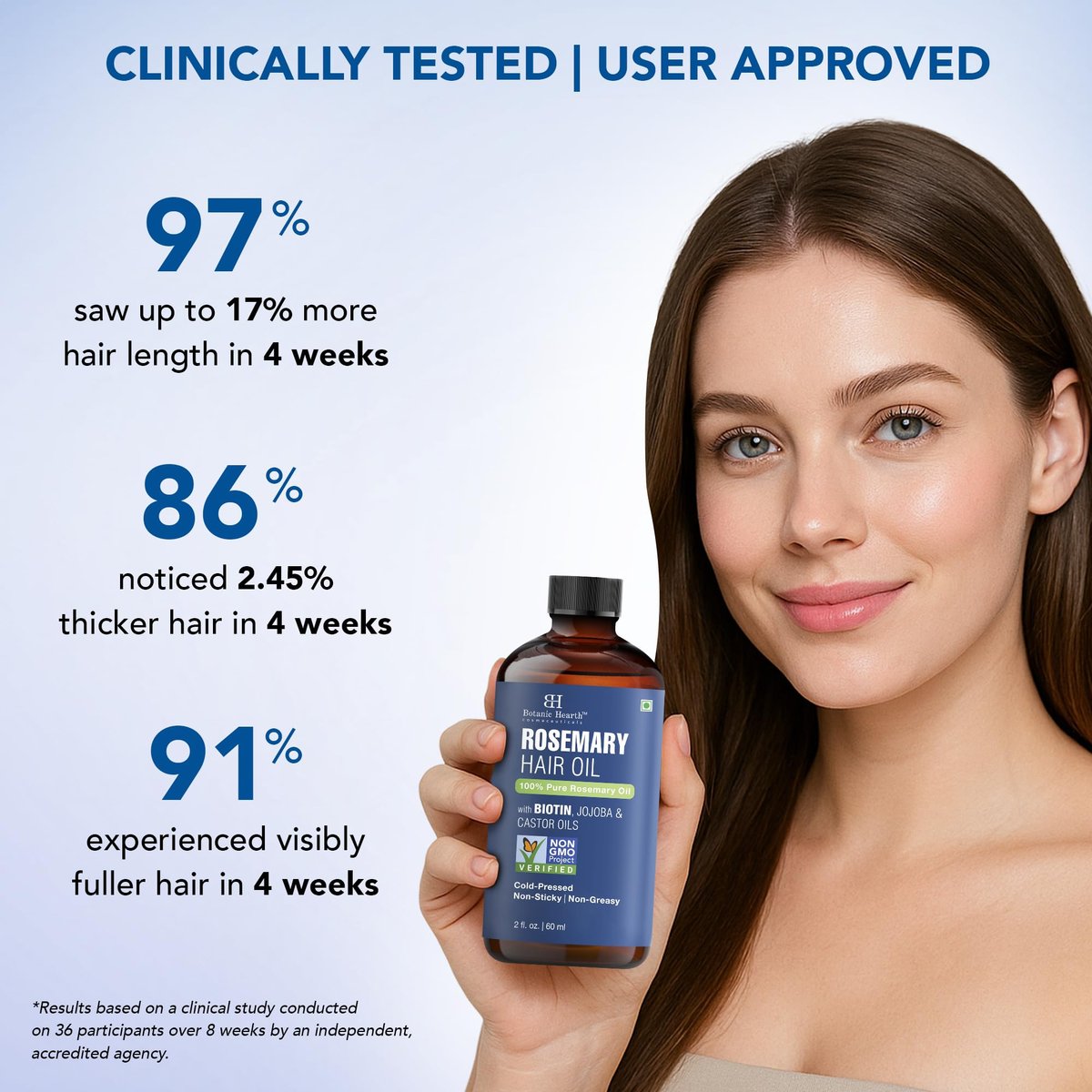 Botanic Hearth 100% Pure Rosemary Oil for Hair Growth - Infused with Biotin, Jojoba & Castor Oil - Hair Tonic for Dry Damaged Hair, Strengthening, Healthier, 2.0 fl oz - görsel 7