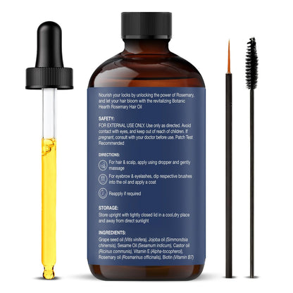 Botanic Hearth 100% Pure Rosemary Oil for Hair Growth - Infused with Biotin, Jojoba & Castor Oil - Hair Tonic for Dry Damaged Hair, Strengthening, Healthier, 2.0 fl oz