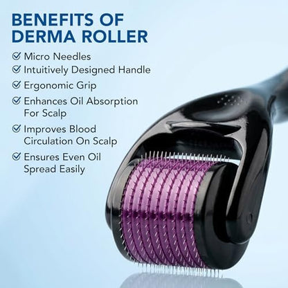 Botanic Hearth Derma Roller for Hair Growth with Rosemary Hair Oil (2 oz) – Microneedling Roller for Scalp, Beard & Face – for Women & Men – Includes Biotin, Jojoba & Castor Oil Avelisse
