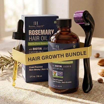 Botanic Hearth Derma Roller for Hair Growth with Rosemary Hair Oil (2 oz) – Microneedling Roller for Scalp, Beard & Face – for Women & Men – Includes Biotin, Jojoba & Castor Oil Avelisse