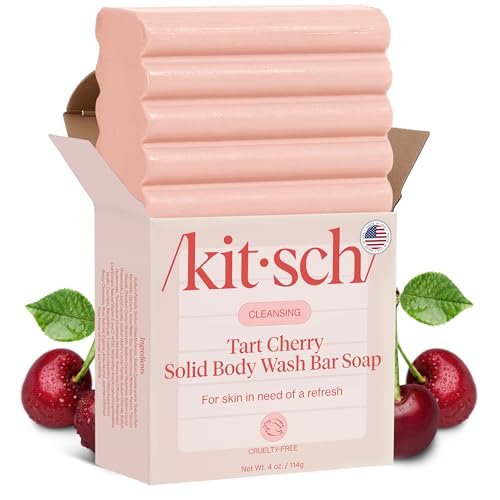 Kitsch Cleansing Tart Cherry Soap Bar - Refreshing Scent, Eco-Friendly Solid Body Wash, Sulfate & Paraben Free, Made in USA, 4oz - görsel 2