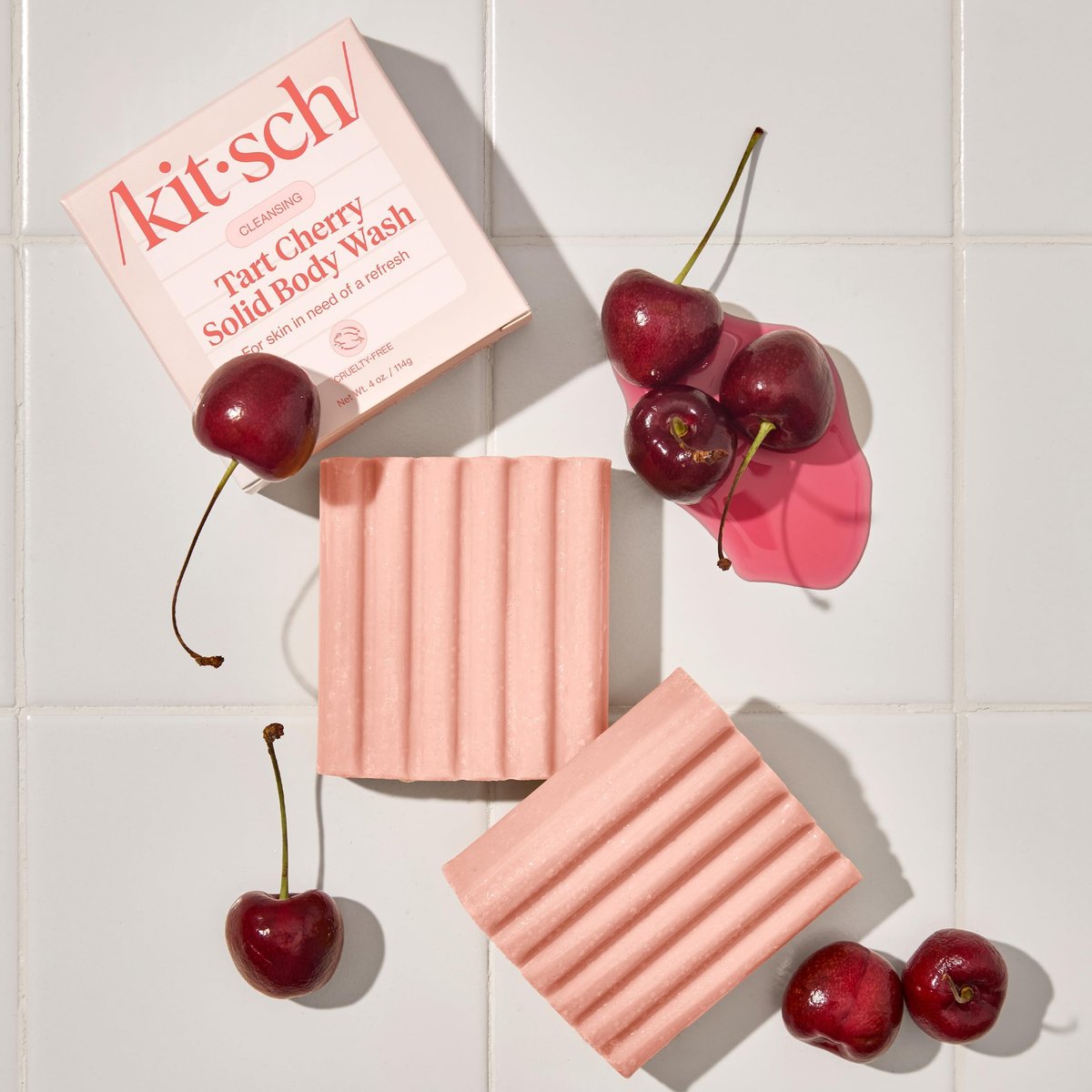 Kitsch Cleansing Tart Cherry Soap Bar - Refreshing Scent, Eco-Friendly Solid Body Wash, Sulfate & Paraben Free, Made in USA, 4oz - görsel 16