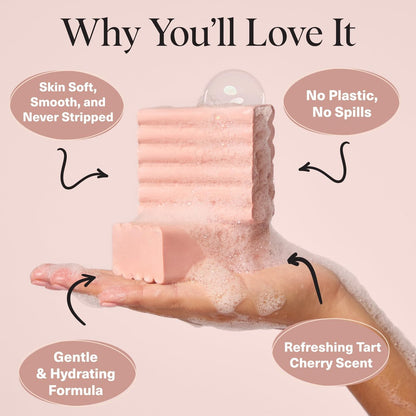 Kitsch Cleansing Tart Cherry Soap Bar - Refreshing Scent, Eco-Friendly Solid Body Wash, Sulfate & Paraben Free, Made in USA, 4oz