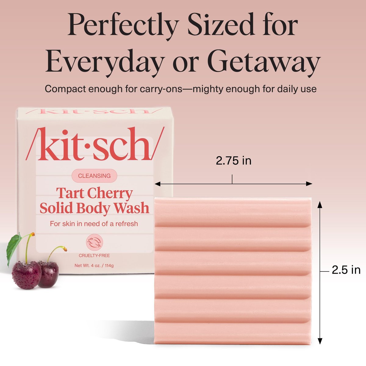 Kitsch Cleansing Tart Cherry Soap Bar - Refreshing Scent, Eco-Friendly Solid Body Wash, Sulfate & Paraben Free, Made in USA, 4oz - görsel 7