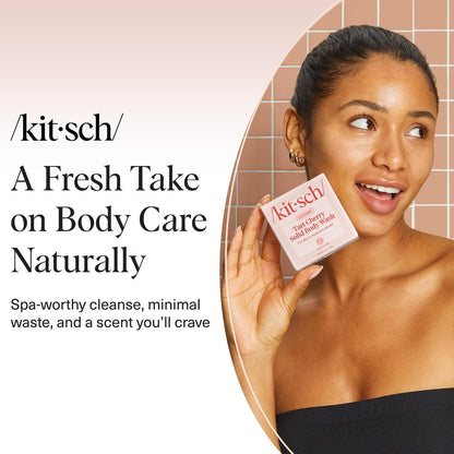 Kitsch Cleansing Tart Cherry Soap Bar - Refreshing Scent, Eco-Friendly Solid Body Wash, Sulfate & Paraben Free, Made in USA, 4oz