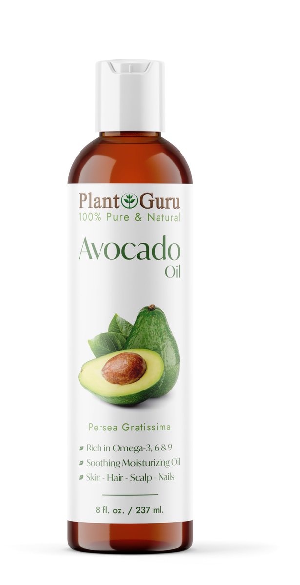 Plant Guru 100% Pure Cold Pressed Avocado Oil - 8 fl oz Natural Carrier Oil for Skin, Face, Hair Growth, DIY Creams, Lotions, Lip Balm & Soap Making - görsel 1
