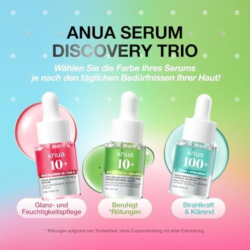 Anua Serum Discovery Trio - Mini Face Serum Travel Size Kit with Hyaluronic Acid, Niacinamide & Azelaic Acid, Hydrating Soothing Gift Set for Women, Korean Skincare Set - 10ml/0.33fl.oz × 3EA - görsel 4