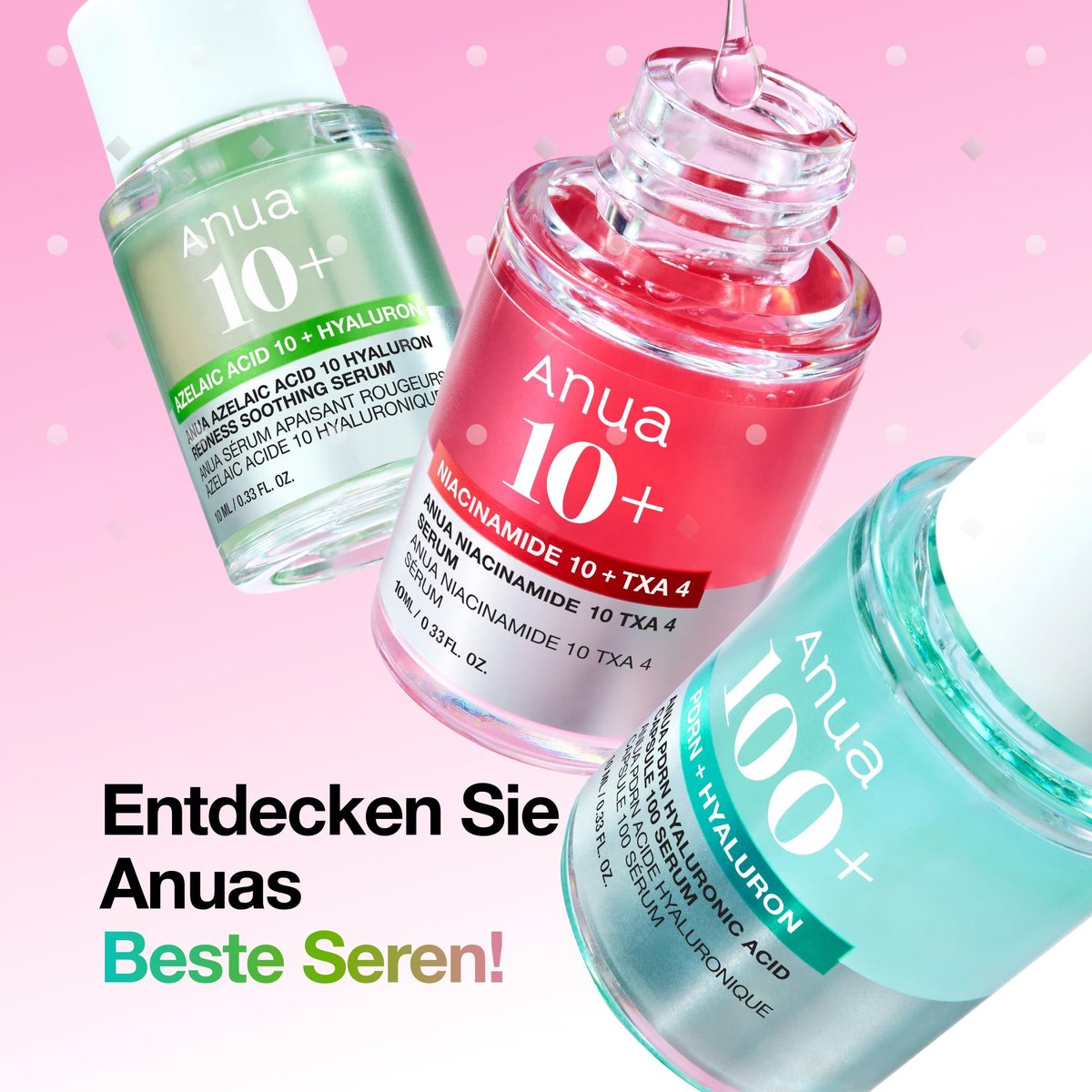 Anua Serum Discovery Trio - Mini Face Serum Travel Size Kit with Hyaluronic Acid, Niacinamide & Azelaic Acid, Hydrating Soothing Gift Set for Women, Korean Skincare Set - 10ml/0.33fl.oz × 3EA - görsel 11