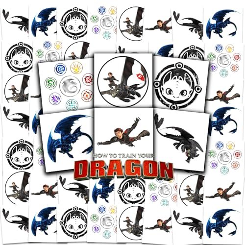 How to Train Your Dragon Temporary Tattoos Party Favors Bundle – 70+ Individual 2x2 Inch Tattoos for Kids, Boys, Girls | Dragon Party Supplies - görsel 2