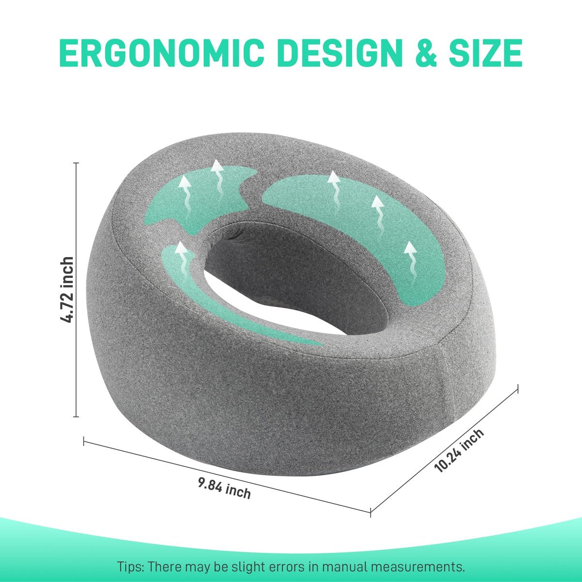 DabaTag Face Down Pillow Massage Headrest for Bed - Comfort Face Pillow for Stomach Sleeping, Face Cradle, Post-Surgery Recovery (Gray) - görsel 6