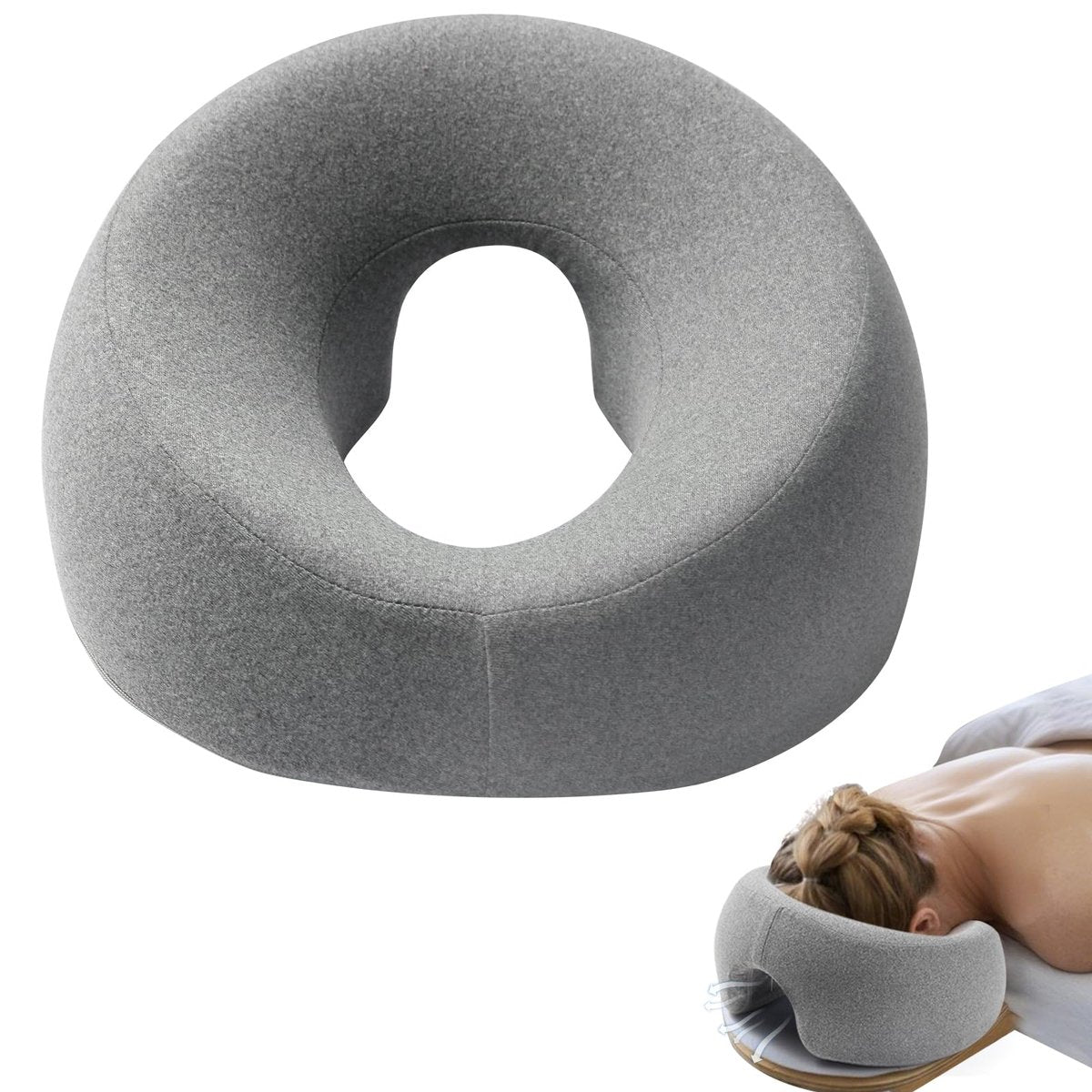 DabaTag Face Down Pillow Massage Headrest for Bed - Comfort Face Pillow for Stomach Sleeping, Face Cradle, Post-Surgery Recovery (Gray) - görsel 2