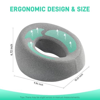 DabaTag Face Down Pillow Massage Headrest for Bed - Comfort Face Pillow for Stomach Sleeping, Face Cradle, Post-Surgery Recovery (Gray)