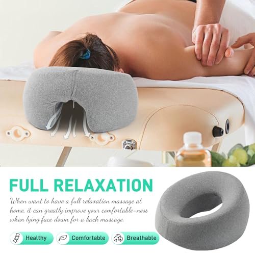 DabaTag Face Down Pillow Massage Headrest for Bed - Comfort Face Pillow for Stomach Sleeping, Face Cradle, Post-Surgery Recovery (Gray) - görsel 3