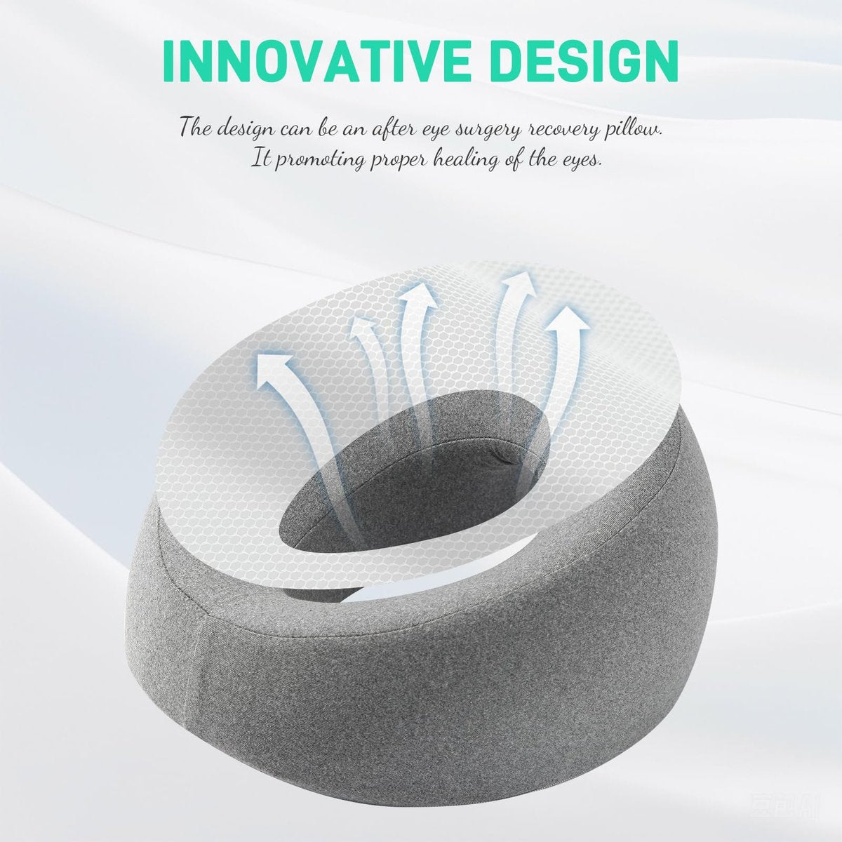 DabaTag Face Down Pillow Massage Headrest for Bed - Comfort Face Pillow for Stomach Sleeping, Face Cradle, Post-Surgery Recovery (Gray) - görsel 12