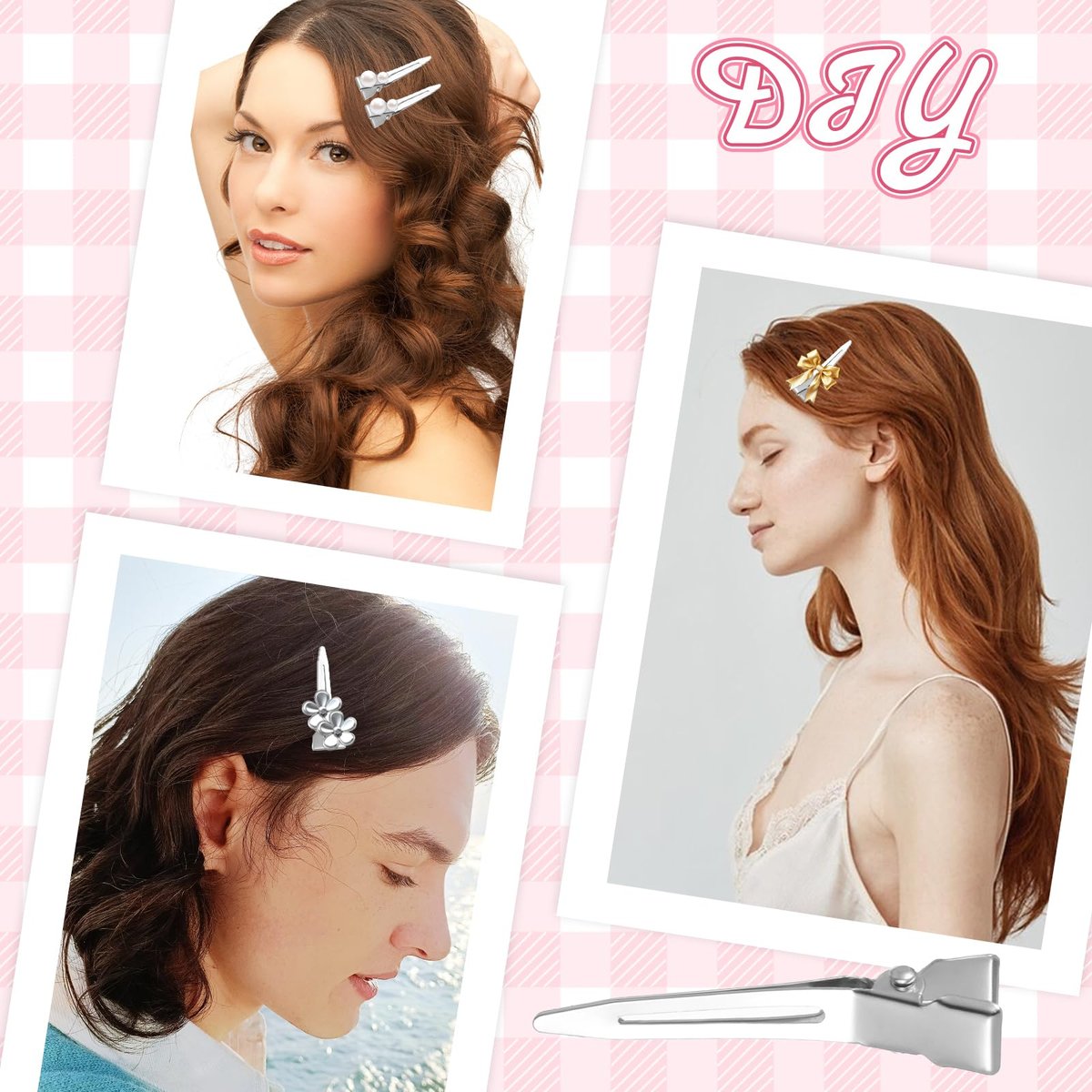 100 Pcs Metal Duck Billed Curl Clips for Hair - 1.77 Inch Silver Single Prong Sectioning Clips for Styling, Setting, and Extensions - görsel 7
