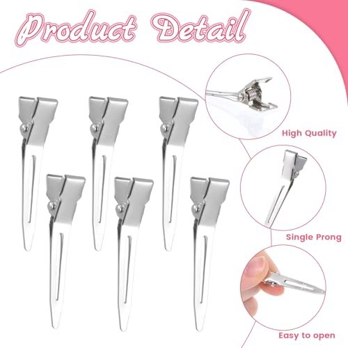 100 Pcs Metal Duck Billed Curl Clips for Hair - 1.77 Inch Silver Single Prong Sectioning Clips for Styling, Setting, and Extensions - görsel 6