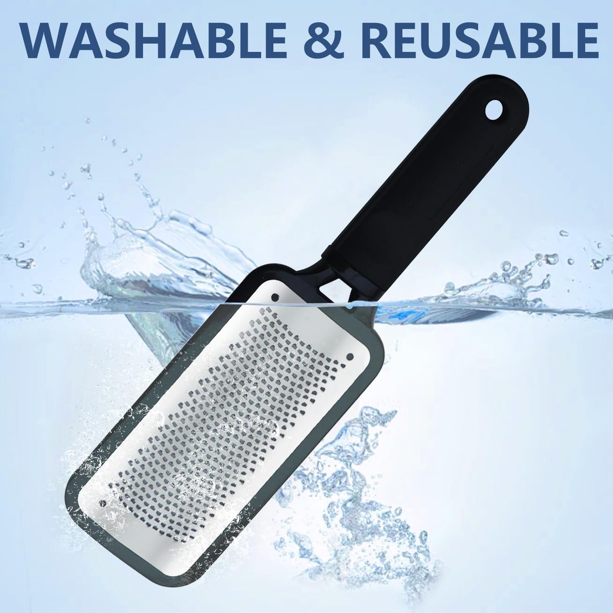 OHOO Stainless Steel Foot File Callus Remover – Professional Pedicure Scrubber for Dead Skin, Cracked Heels, and Foot Care (Black, 1 Count) - görsel 3