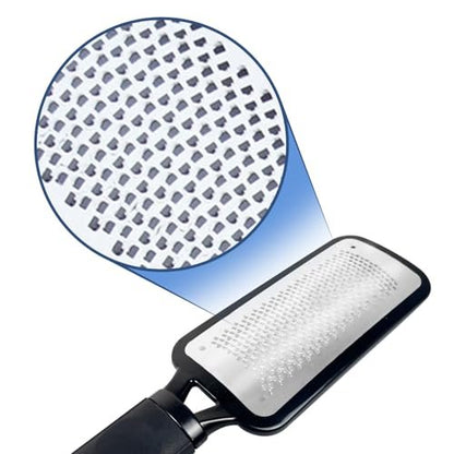 OHOO Stainless Steel Foot File Callus Remover – Professional Pedicure Scrubber for Dead Skin, Cracked Heels, and Foot Care (Black, 1 Count)