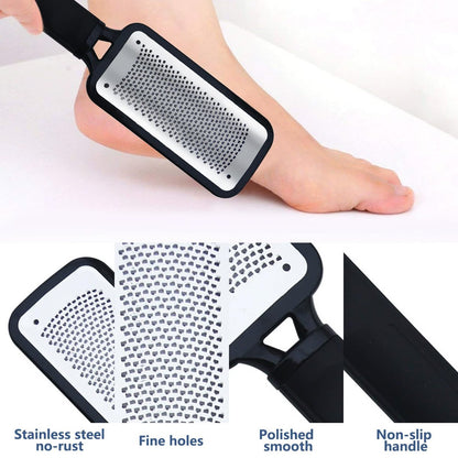 OHOO Stainless Steel Foot File Callus Remover – Professional Pedicure Scrubber for Dead Skin, Cracked Heels, and Foot Care (Black, 1 Count)