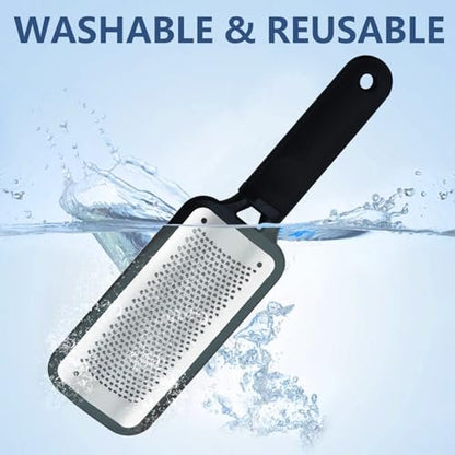 OHOO Stainless Steel Foot File Callus Remover – Professional Pedicure Scrubber for Dead Skin, Cracked Heels, and Foot Care (Black, 1 Count)