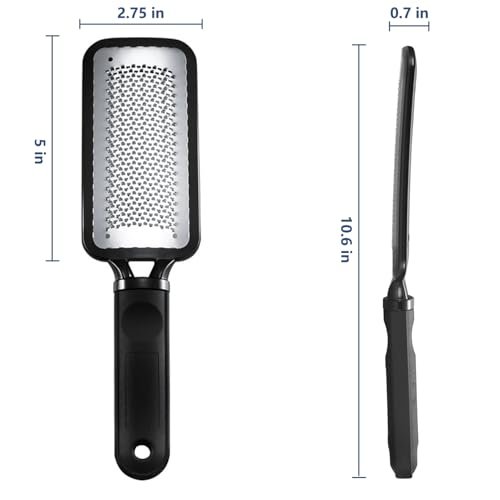OHOO Stainless Steel Foot File Callus Remover – Professional Pedicure Scrubber for Dead Skin, Cracked Heels, and Foot Care (Black, 1 Count) - görsel 12