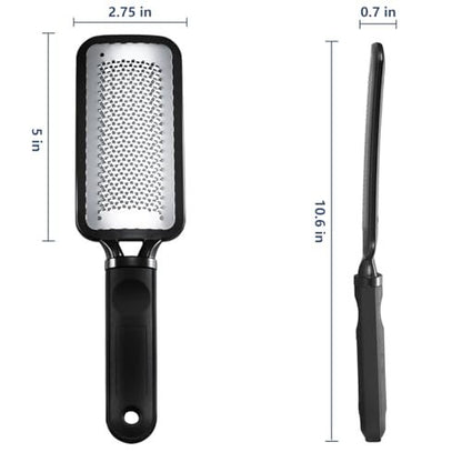 OHOO Stainless Steel Foot File Callus Remover – Professional Pedicure Scrubber for Dead Skin, Cracked Heels, and Foot Care (Black, 1 Count)