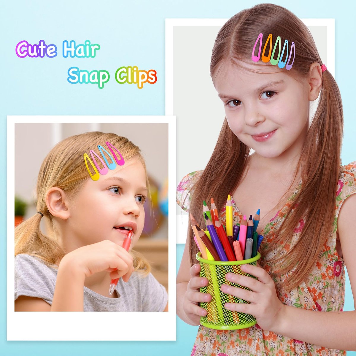 Funtopia 150pcs Hair Clips for Girls - 50 Colors Snap Hair Barrettes with Storage Case, Non-Slip Metal Clips for Women, Toddlers, Kids & Teens - görsel 8