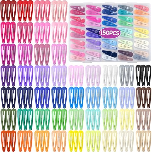 Funtopia 150pcs Hair Clips for Girls - 50 Colors Snap Hair Barrettes with Storage Case, Non-Slip Metal Clips for Women, Toddlers, Kids & Teens - görsel 15
