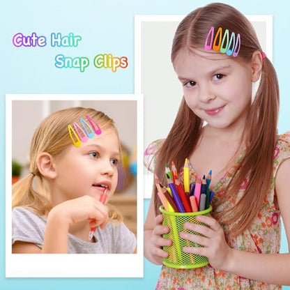 Funtopia 150pcs Hair Clips for Girls - 50 Colors Snap Hair Barrettes with Storage Case, Non-Slip Metal Clips for Women, Toddlers, Kids & Teens