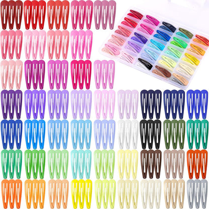 Funtopia 150pcs Hair Clips for Girls - 50 Colors Snap Hair Barrettes with Storage Case, Non-Slip Metal Clips for Women, Toddlers, Kids & Teens