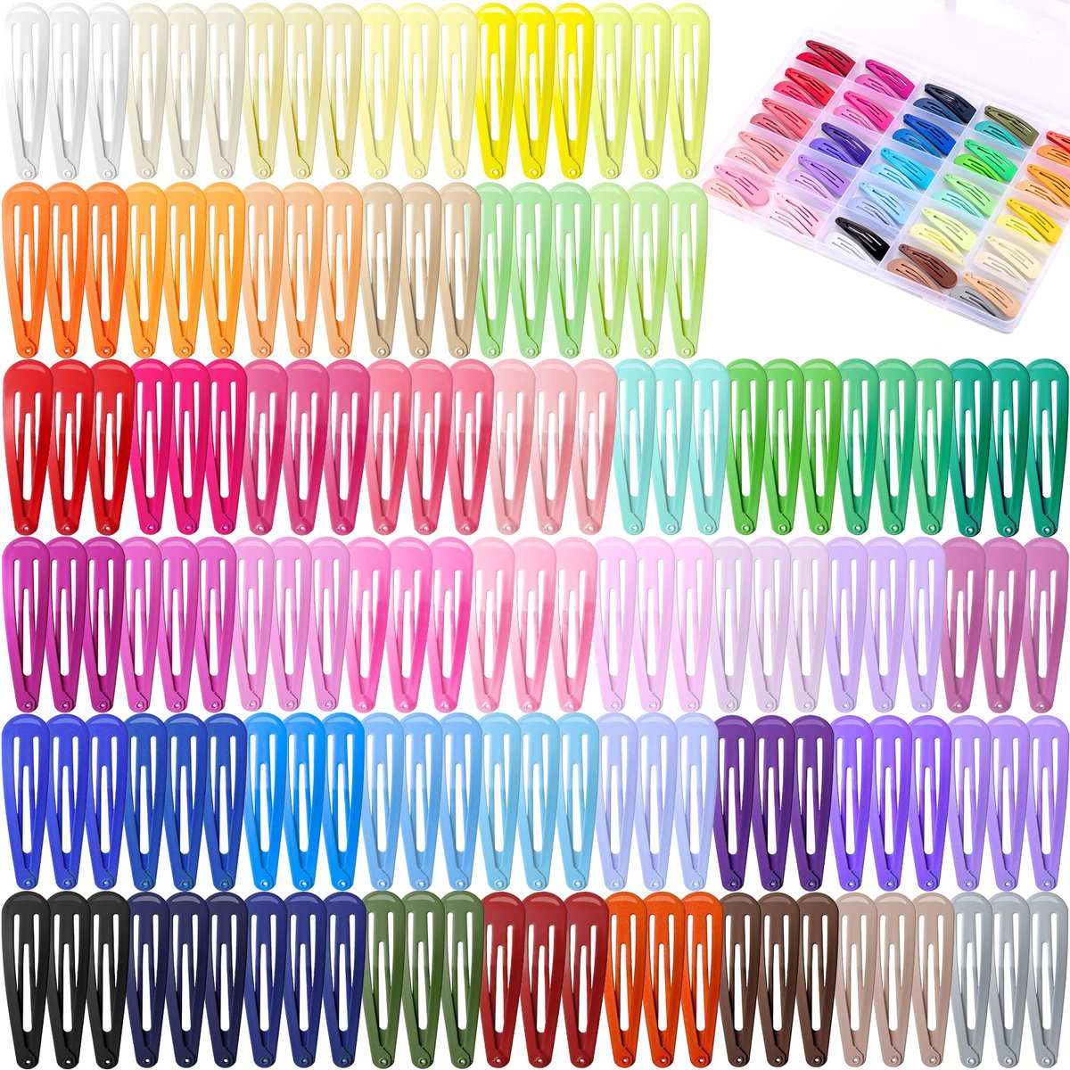 Funtopia 150pcs Hair Clips for Girls - 50 Colors Snap Hair Barrettes with Storage Case, Non-Slip Metal Clips for Women, Toddlers, Kids & Teens - görsel 2