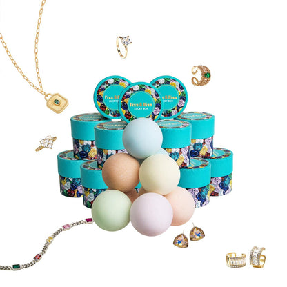 Fizz & Rizz Jewelry Mystery Bath Bomb – Surprise Rings, Necklaces, Earrings, Bracelets & Chance to Reveal High-Value Jewelry (1 Piece, Blue) Avelisse