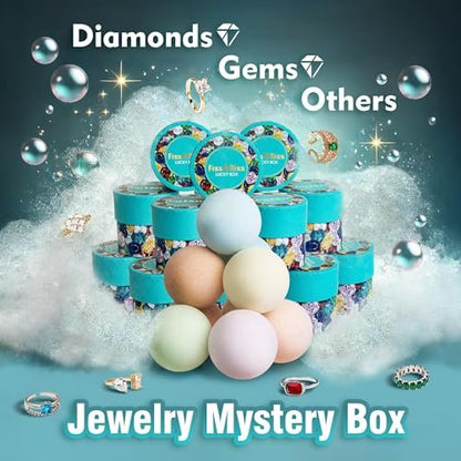 Fizz & Rizz Jewelry Mystery Bath Bomb – Surprise Rings, Necklaces, Earrings, Bracelets & Chance to Reveal High-Value Jewelry (1 Piece, Blue) Avelisse